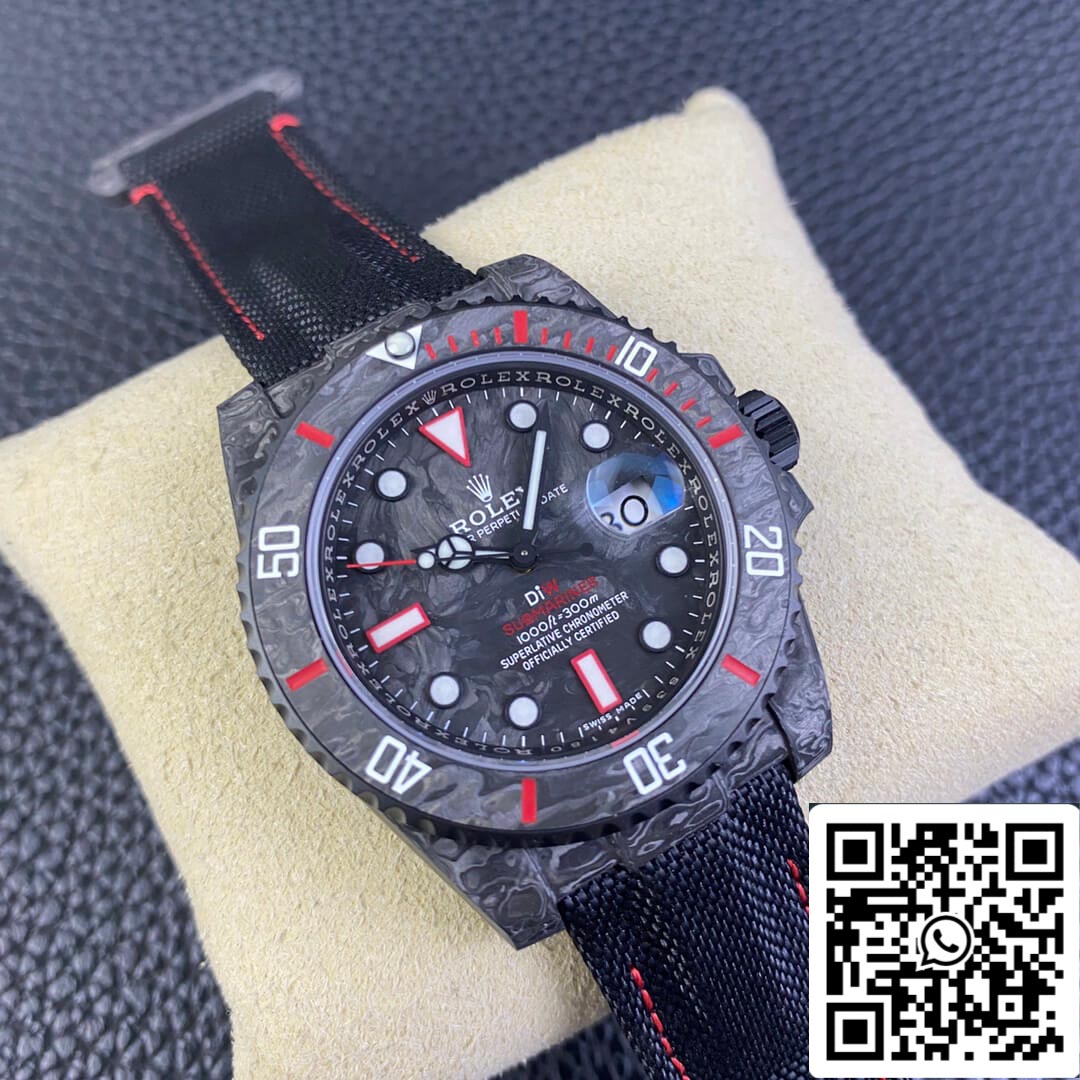 Rolex Submariner 1:1 edizione migliore VS Fabbrica DIW fibra di carbonio Nylon Velcro cinturino