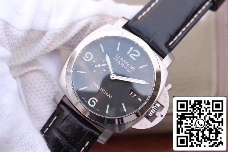 Panerai Luminor Marina 1950 PAM312 VS Fabbrica 1:1 edición migliore Swiss ETA P9000 quadrante nero Nero Pelle cinturino