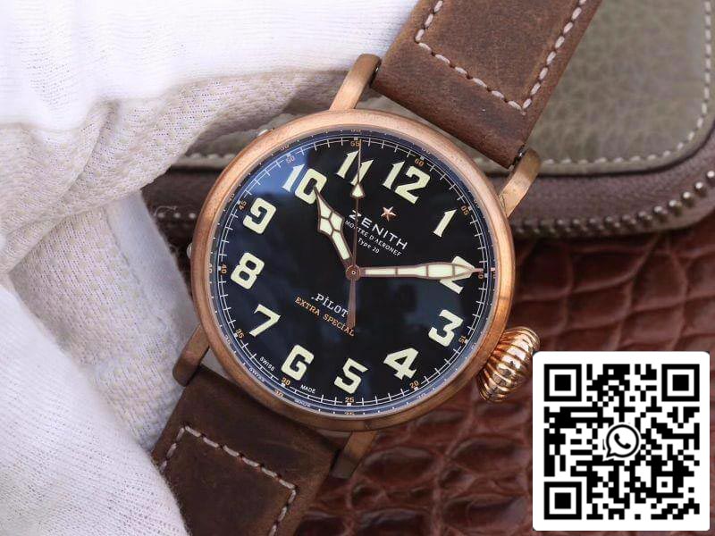 Zenith Pilot Type 20 Extra XF Fabbrica Relojes mecánicos 1:1 Mejor edición Suiza ETA2824-2 Esfera negra