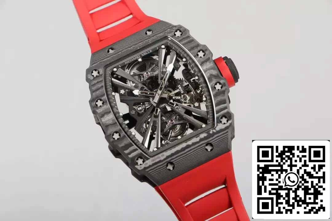 Richard Mille RM12-01 Tourbillon 1:1 Best Edition RM Fabbrica Carbon Fiber Skeleton Dial