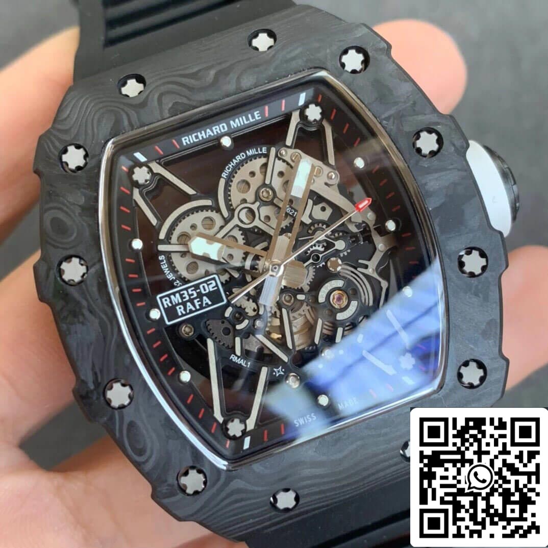 Richard Mille RM035-02 1:1 Best Edition KV Fabbrica Carbon Fiber Black cinturino