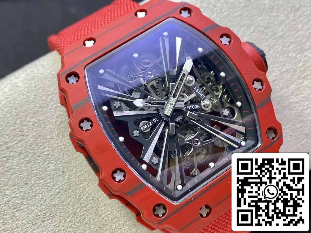 Richard Mille RM12-01 Tourbillon 1:1 Best Edition RM Fabbrica Red Carbon Fiber Case