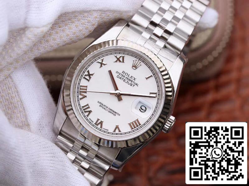 Rolex Datejust 116234 36mm AR Fabbrica 1:1 edizione migliore Swiss ETA3135 quadrante bianco