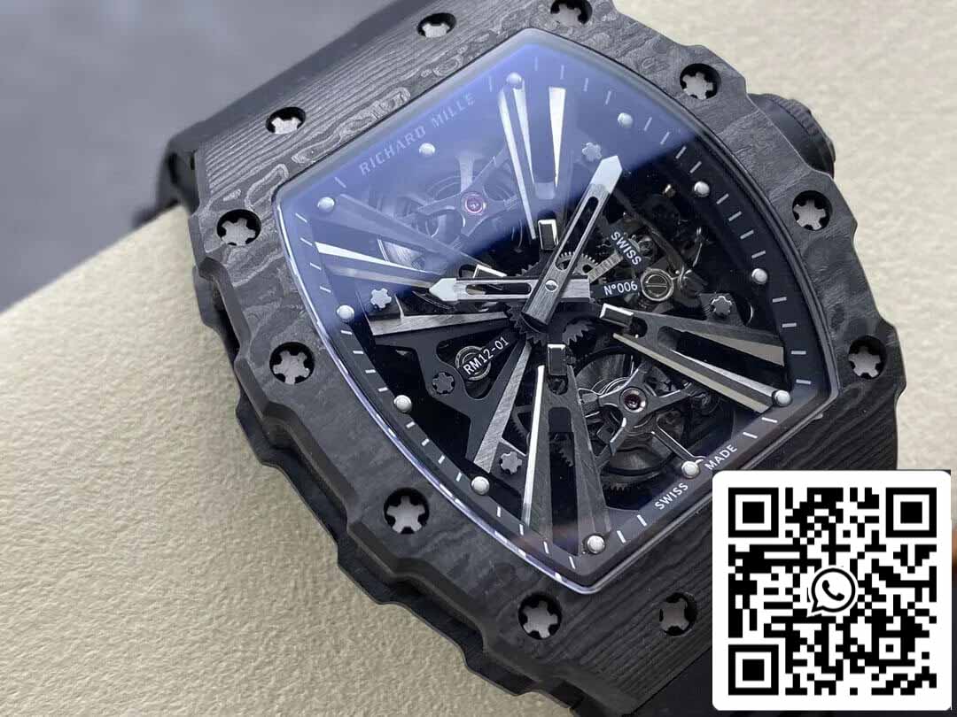 Richard Mille RM12-01 Tourbillon 1:1 Best Edition RM Fabbrica Black Skeleton Dial
