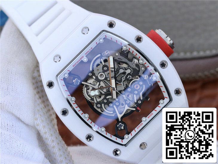 Richard Mille RM055 1:1 Melhor Edição KV Fabbrica Cinturino de borracha branca