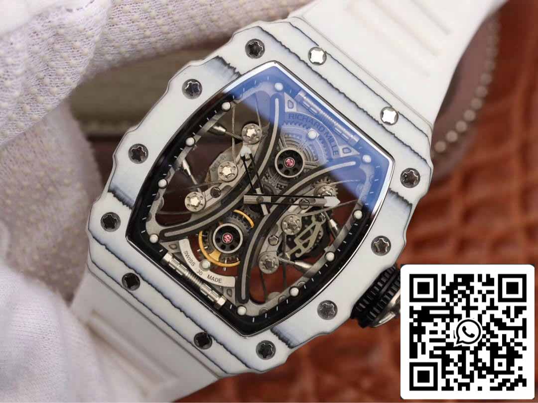 Richard Mille RM53-01 1:1 Best Edition KV Fabrica Branco TPT Fibra de Carbono