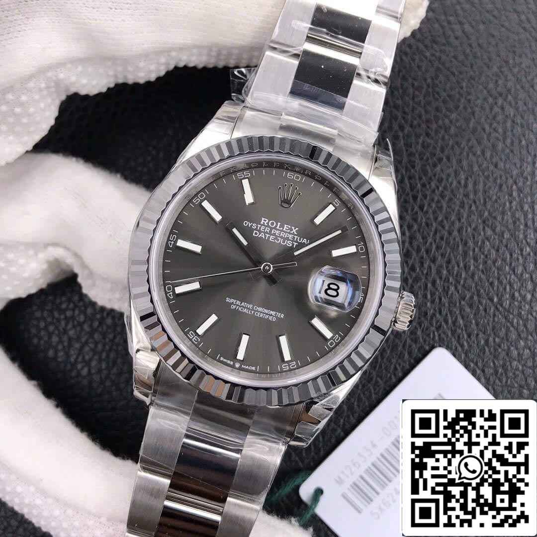 Rolex Datejust M126334-0013 41mm Oyster cinturino VS Fabbrica Grigio quadrante