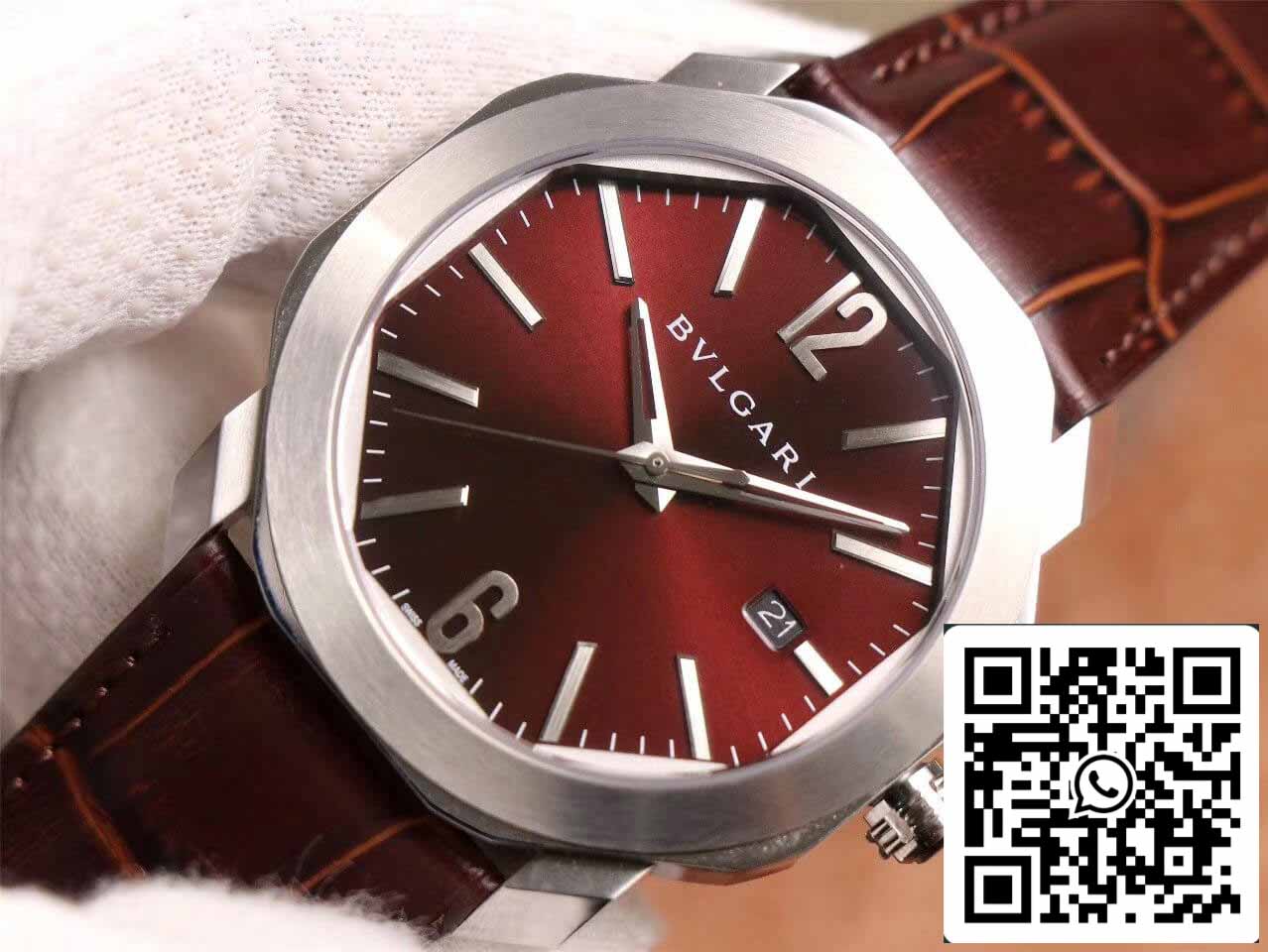 Bvlgari Octo 102705 1:1 edizione migliore BV Fabbrica Cuadrante Marrón Rojizo