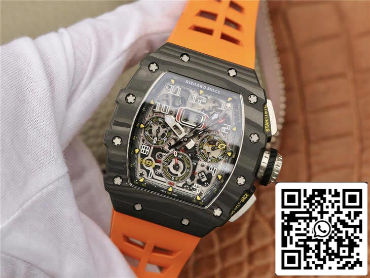 Richard Mille RM11-03 1:1 Best Edition KV Fabbrica Carbon Fiber Orange cinturino