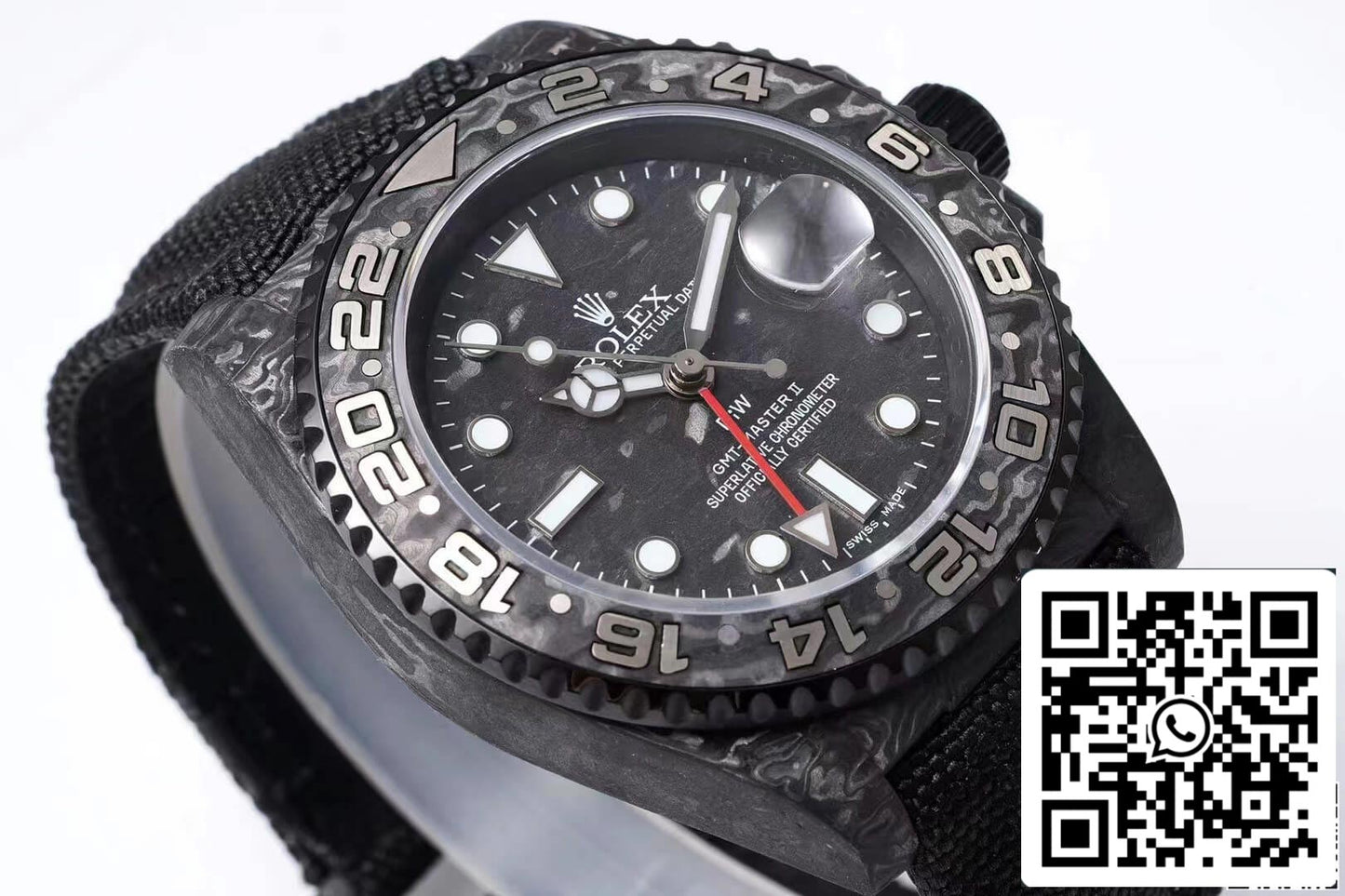 Rolex GMT-MASTER II Diw 1:1 edizione migliore fibra di carbonio Nero Fabric cinturino