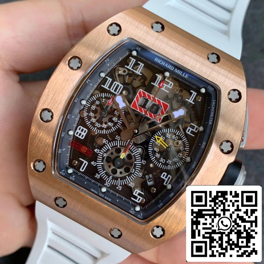 Richard Mille RM11 1:1 Best Edition KV Fabbrica Rose Gold Branco cinturino