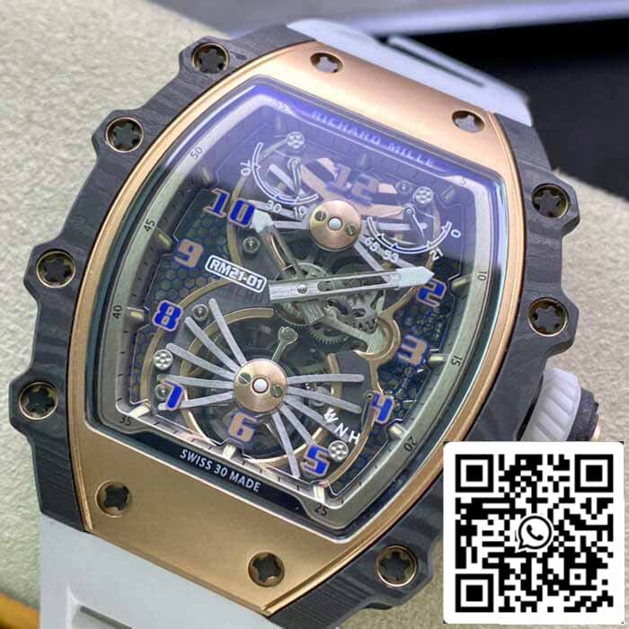 Richard Mille RM21-01 1:1 Best Edition RM Fabbrica Tourbillon Skeleton Dial White cinturino
