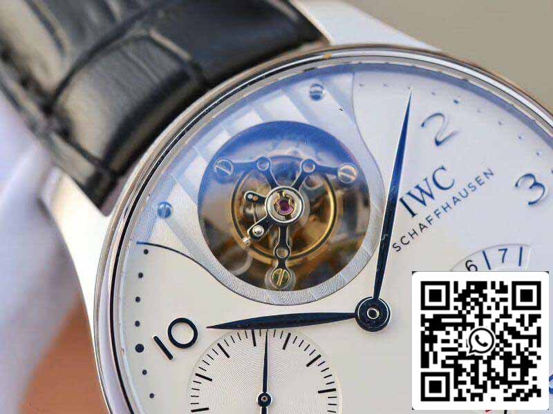 IWC Portuguese IW504202 Real Tourbillon 1:1 Best Edition White Dial On Black Leather cinturino Swiss ETA Tourbillon