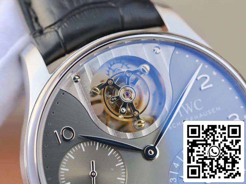IWC Portuguese IW504210 Tourbillon 1:1 Best Edition Slate Gray Dial On Black Leather cinturino Swiss ETA Tourbillon movimento