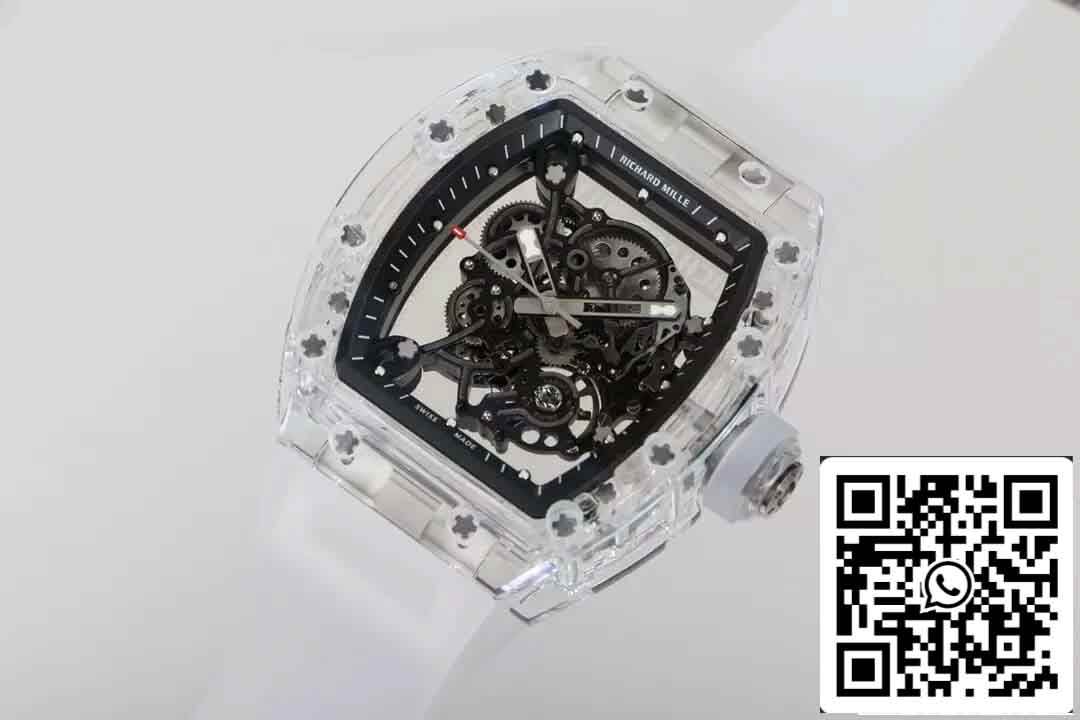 Réplica Richard Mille RM055 Melhor Edição RM Fabbrica Mostrador Esqueleto Transparente