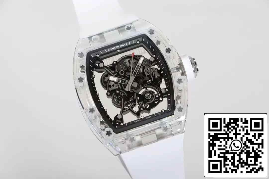 réplica Richard Mille RM055 Melhor Edição 1:1 RM Fabbrica Cinturino Branco
