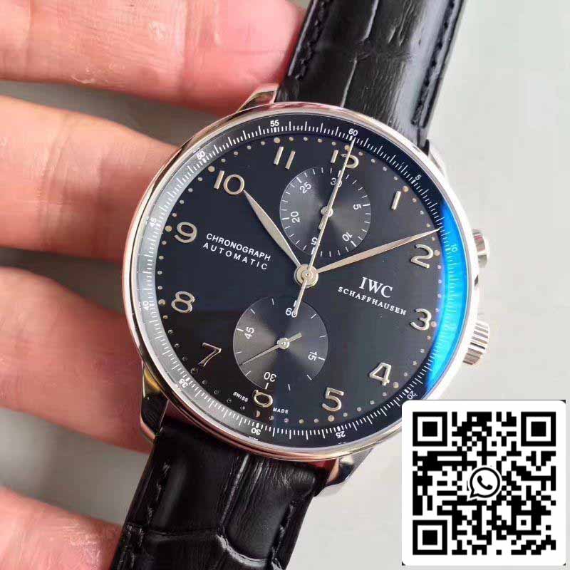 Cronógrafo Português IWC IW371447 ZF Fabbrica 1:1 Best Edition Suíço ETA79350 Mostrador Preto