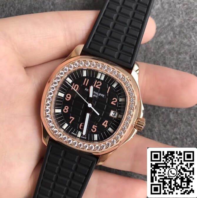Patek Philippe Aquanaut 1:1 Best Edition PPF Fabbrica Diamond Rose Gold Black Dial