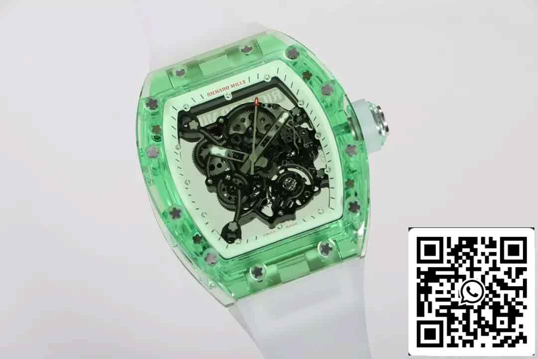 Réplica Richard Mille RM055 Melhor Edição 1:1 RM Fabbrica Mostrador Esqueleto Verde