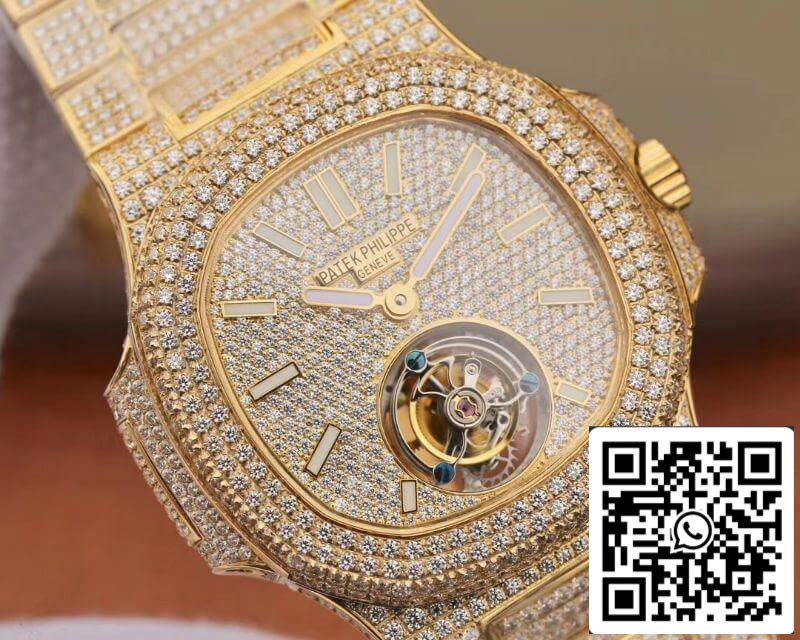 Patek Philippe Nautilus Tourbillon 18K Yellow Gold R8 Fabbrica 1:1 Best Edition Swiss Hand-Winding Tourbillon movimento
