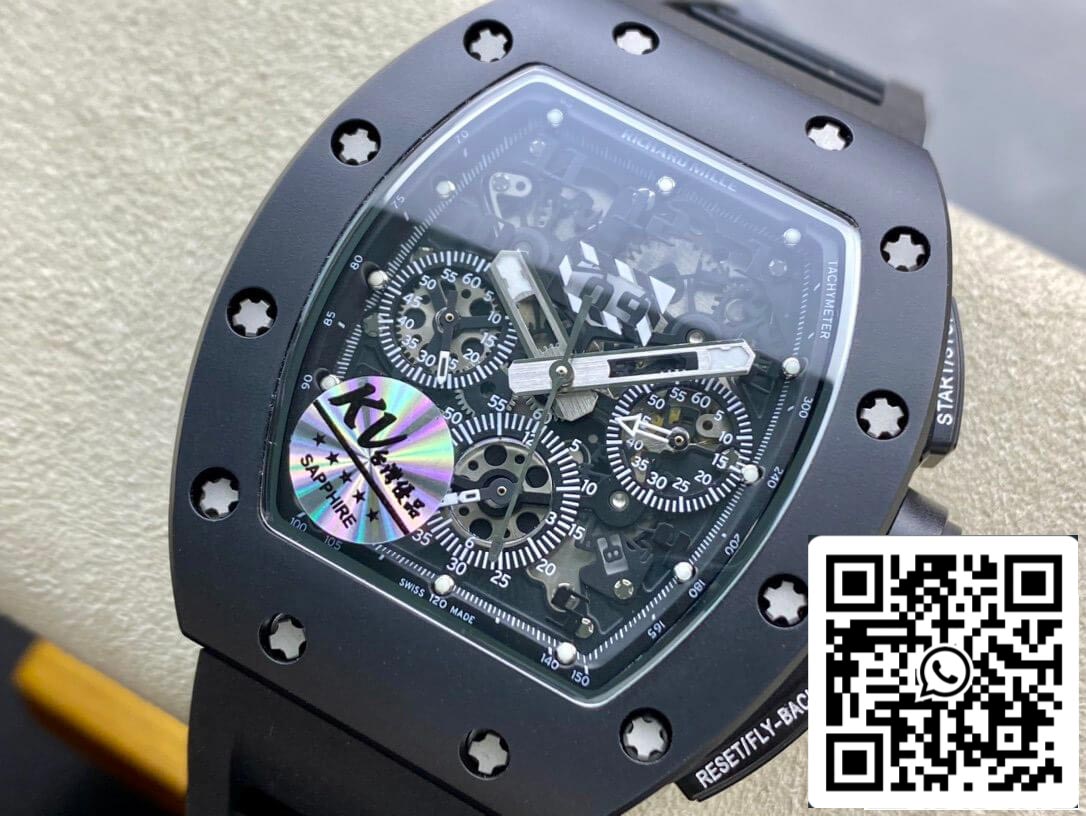 Richard Mille RM011 1:1 Best Edition KV Fabbrica Ceramic Black Case