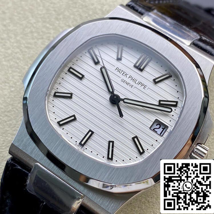 Patek Philippe Nautilus 5711 1:1 edizione migliore 3K Fabbrica quadrante bianco Cowhide cinturino