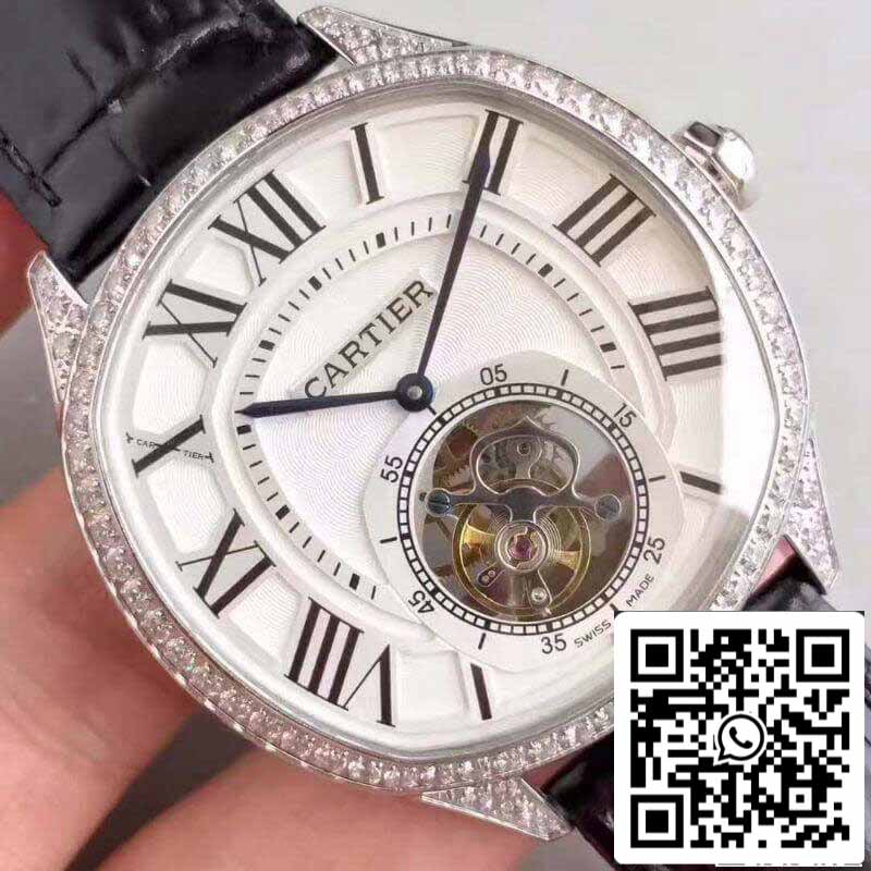Drive De Cartier W4100013 Men Watches 1:1 Best Edition Swiss Tourbillon Black Leather cinturino