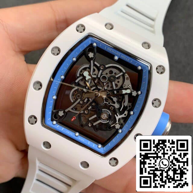 Richard Mille RM055 1:1 Melhor Edição KV Fabbrica V2 Cinturino Branco