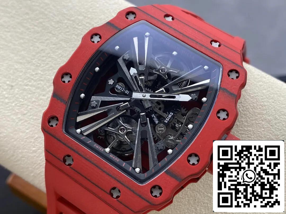 Richard Mille RM12-01 Tourbillon 1:1 Best Edition RM Fabbrica Red Rubber cinturino