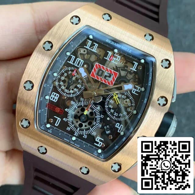 Richard Mille RM011 1:1 Best Edition KV Fabbrica Brown Rubber cinturino