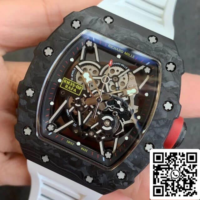 Richard Mille RM35-02 1:1 Best Edition KV Fabbrica V3 Carbon Fiber White cinturino