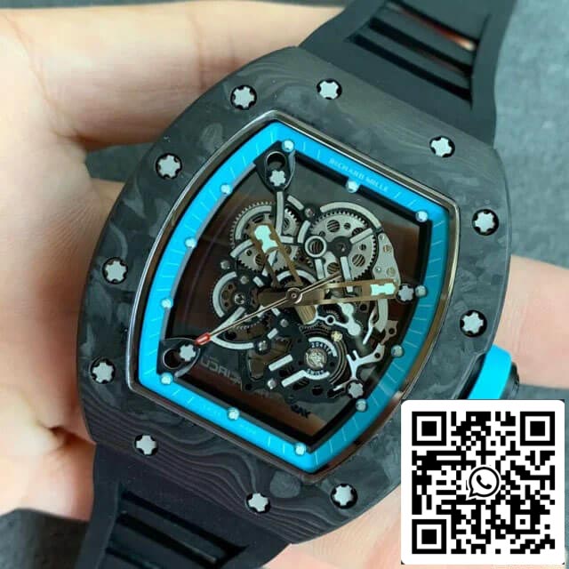 Richard Mille RM055 1:1 Best Edition KV Fabbrica V2 Esfera esqueleto de fibra de carbono