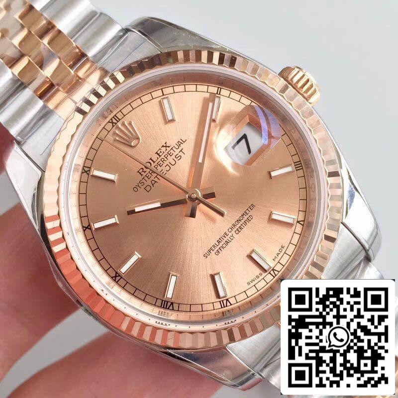 Rolex Datejust 36 mm 116234 AR Fabbrica Relojes mecánicos 1:1 edizione migliore Swiss ETA3135 Rosa Oro quadrante