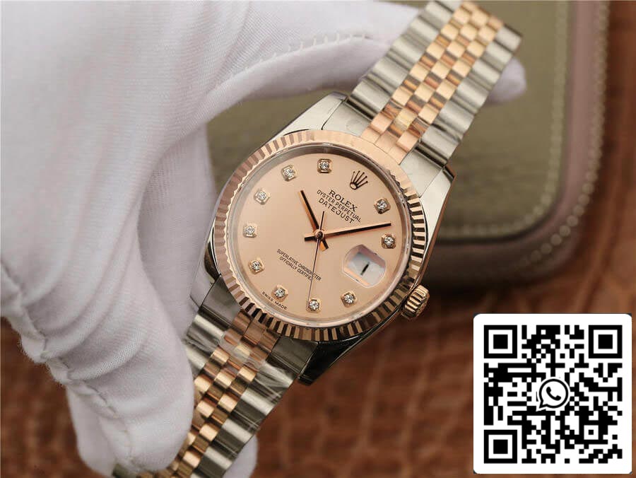 Rolex Datejust 116231 36MM 1:1 edizione migliore GM Fabbrica Diamond-set Rosa cuadrante