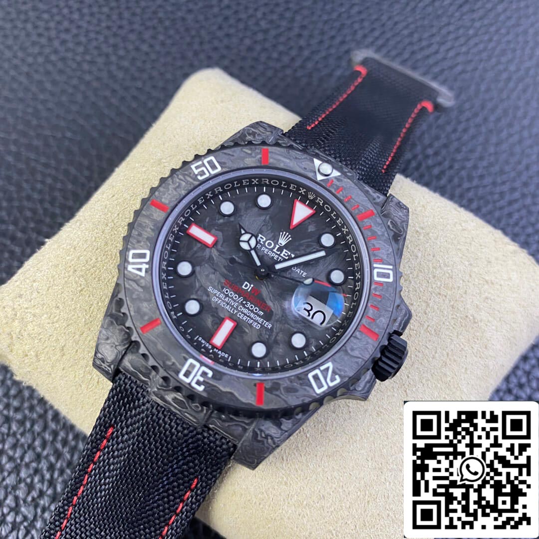 Rolex Submariner 1:1 edizione migliore VS Fabbrica DIW fibra di carbonio Nylon Velcro cinturino