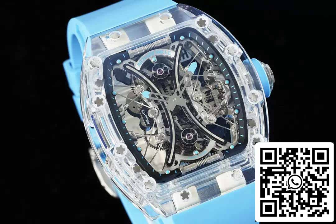 Richard Mille RM053-02 Tourbillon 1:1 Best Edition RM Fabbrica Cinturino de borracha azul