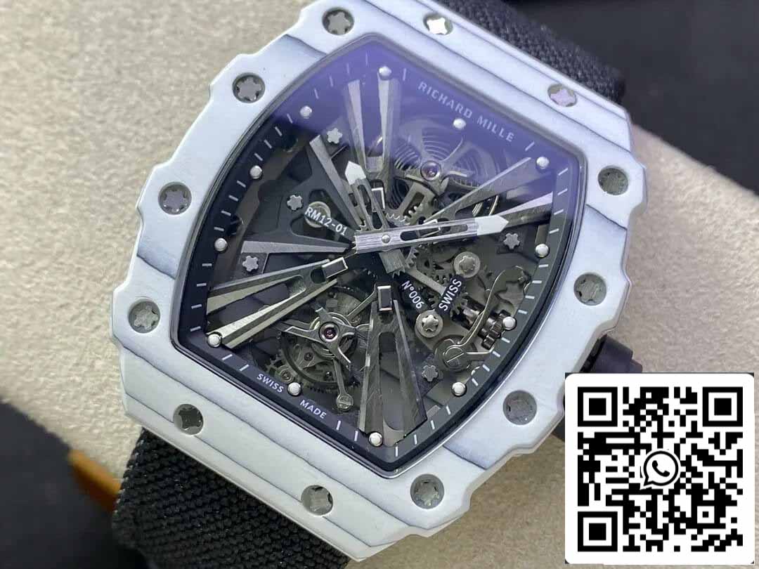 Richard Mille RM12-01 Tourbillon 1:1 Best Edition RM Fabbrica White Carbon Fiber Case