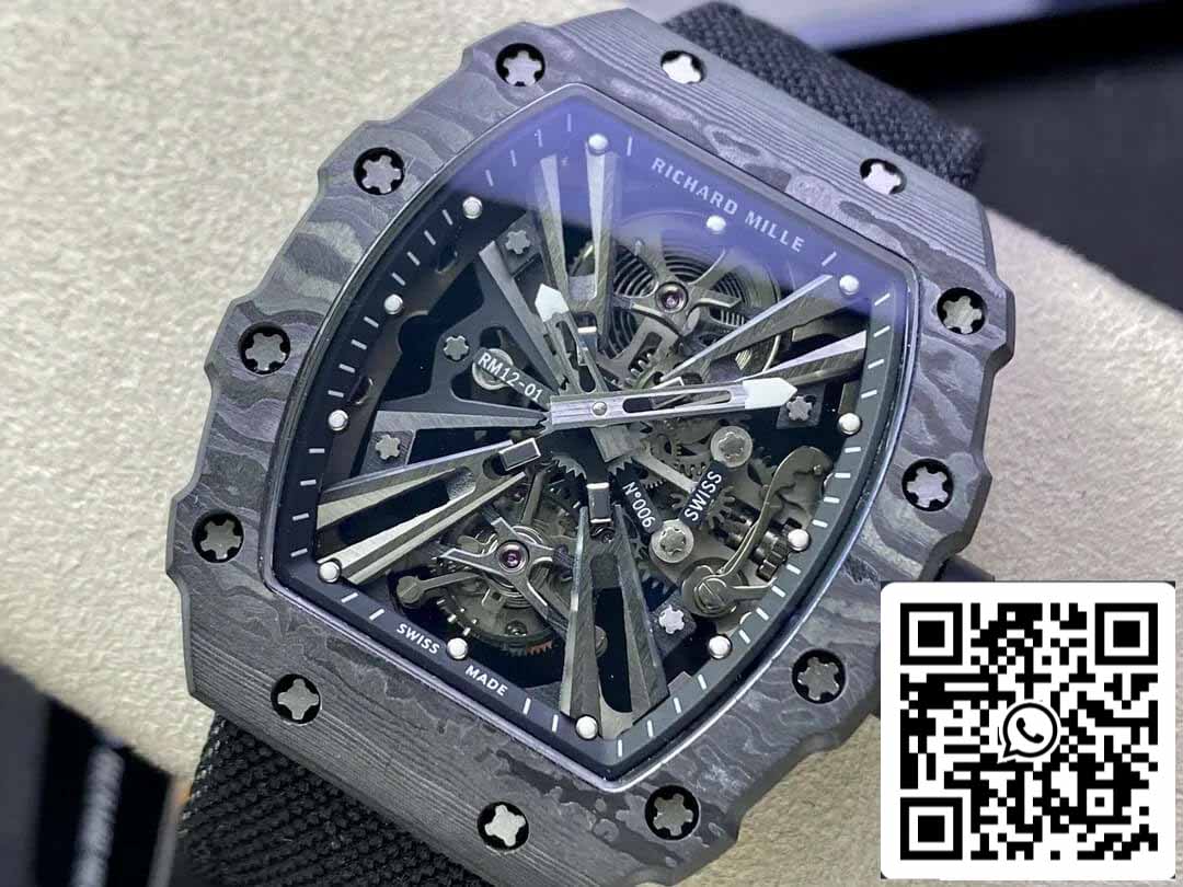 Richard Mille RM12-01 1:1 Best Edition RM Fabbrica Tourbillon Skeleton Dial