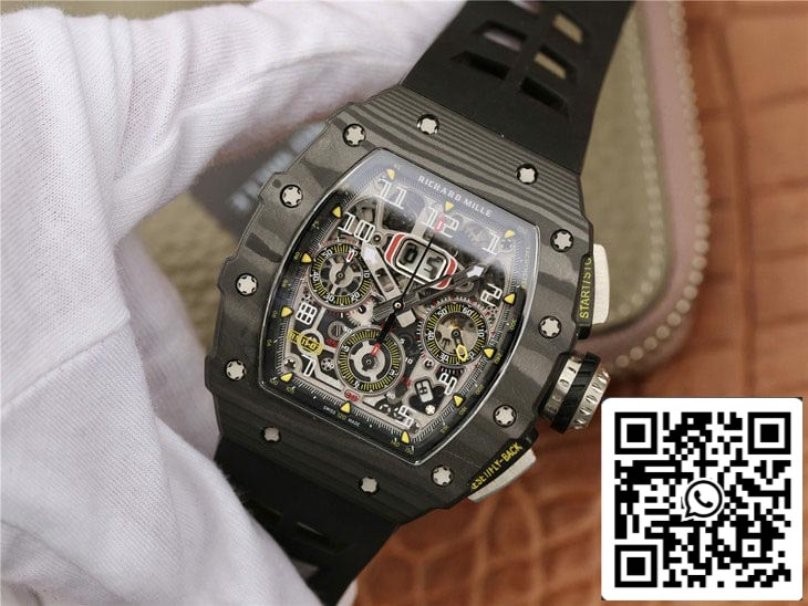 Richard Mille RM11-03 1:1 Best Edition KV Fabbrica, caja de fibra de carbono negra