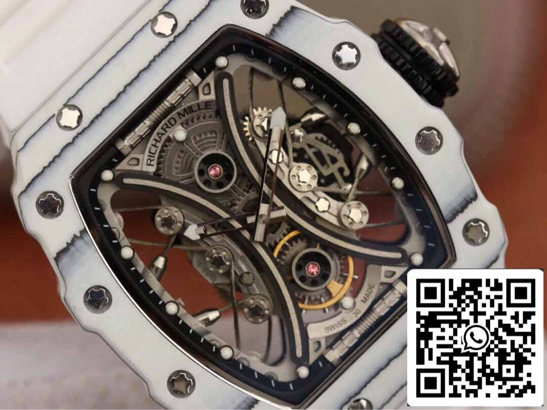 Richard Mille RM53-01 1:1 Best Edition KV Fabrica Branco TPT Fibra de Carbono