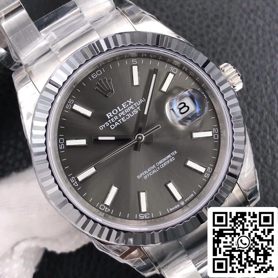 Rolex Datejust M126334-0013 41mm Oyster cinturino VS Fabbrica Grigio quadrante