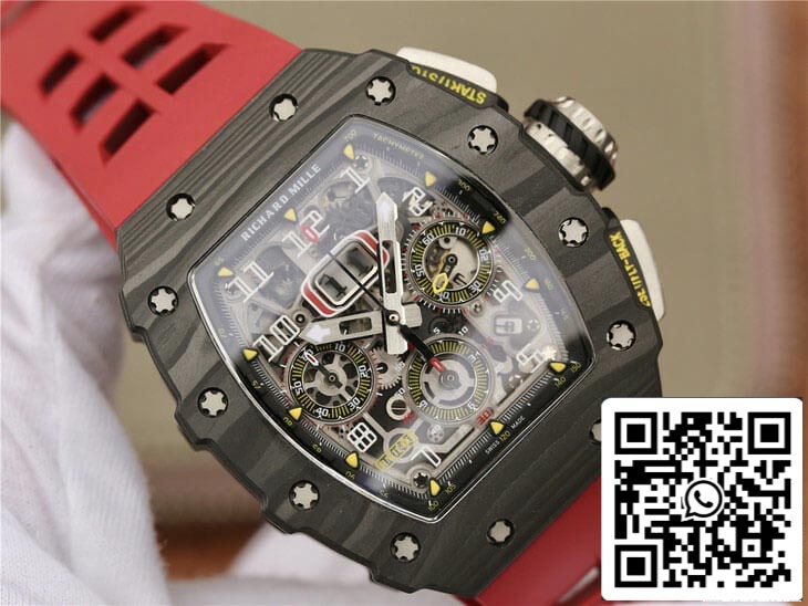 Richard Mille RM11-03 1:1 Best Edition KV Fabbrica Carbon Fiber Red cinturino