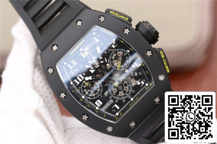 Richard Mille RM-011 1:1 Best Edition KV Fabbrica Black cinturino