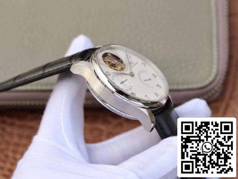 IWC Portuguese IW504202 Real Tourbillon 1:1 Best Edition White Dial On Black Leather cinturino Swiss ETA Tourbillon