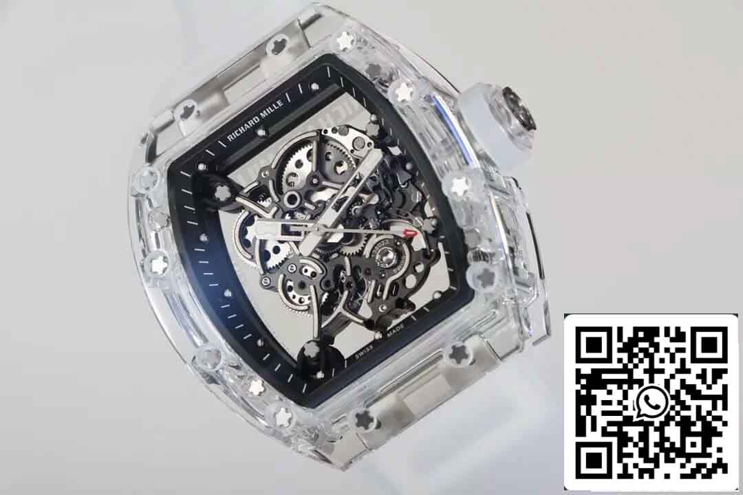 Réplica Richard Mille RM055 Melhor Edição RM Fabbrica Mostrador Esqueleto Transparente