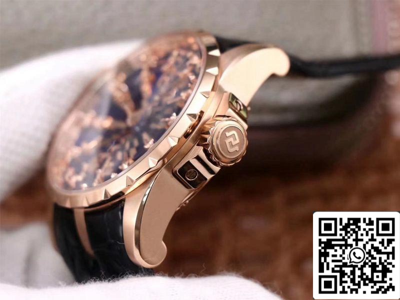 Roger Dubuis Excalibur RDDBEX0684 1:1 Best Edition ZZ Fabbrica Rose Gold Blue Dial Swiss ETA9015