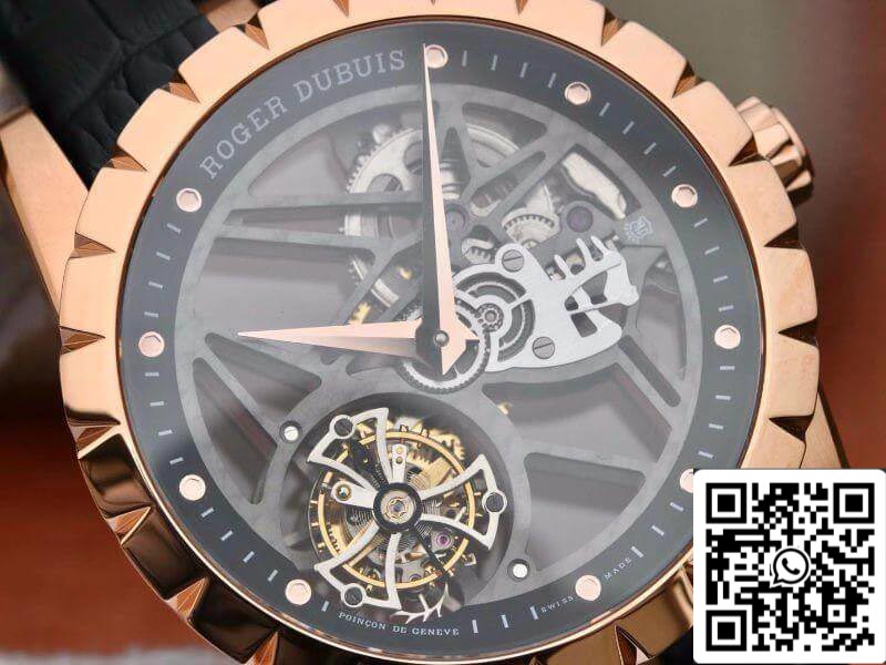 Roger Dubuis Excalibur RDDBEX0392 1:1 edizione migliore Swiss Tourbillon Black Leather cinturino