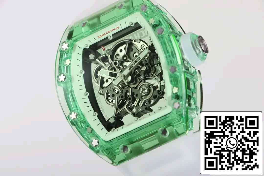Réplica Richard Mille RM055 Melhor Edição 1:1 RM Fabbrica Mostrador Esqueleto Verde