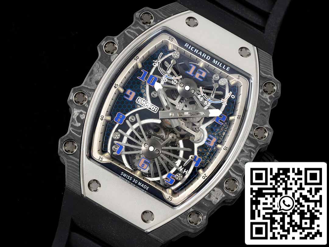 Richard Mille RM21-01 1:1 Best Edition RM Fabbrica Tourbillon Skeleton Dial Black cinturino