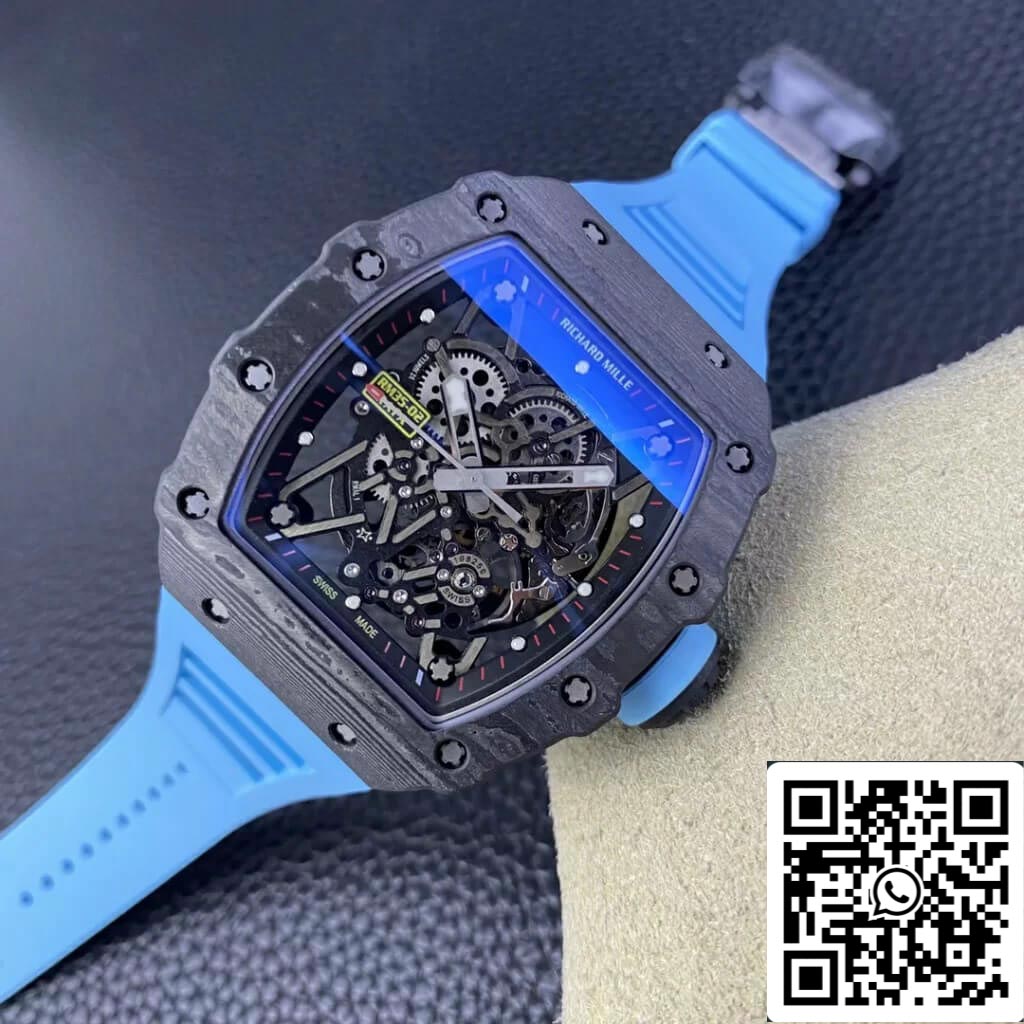 Richard Mille RM35-02 1:1 Best Edition T+ Fabbrica NTPT Carbon Fiber Blue Rubber cinturino
